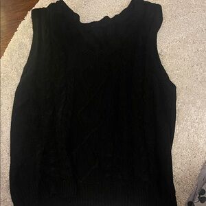 Black Cable Knit Sleeveless Sweater Vest